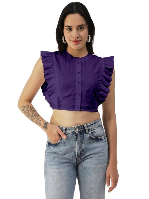 moomaya-dark-purple-cotton-regular-fit-crop-top