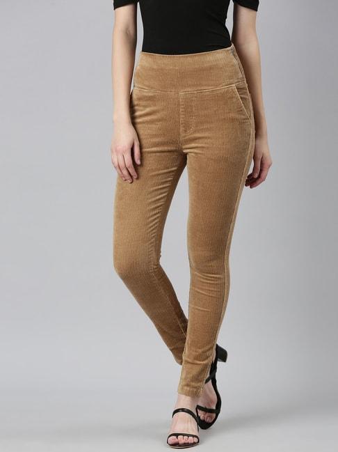 showoff-brown-cotton-jeggings