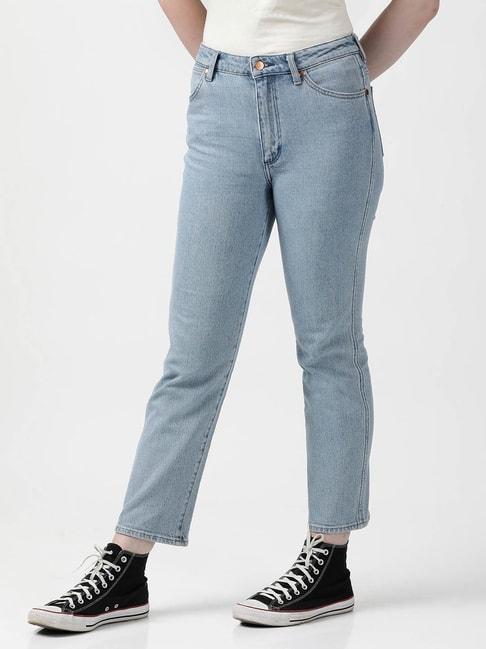 Wrangler Light Blue Straight Fit High Rise Jeans