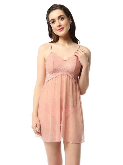Amante Pink Lace Work Babydoll