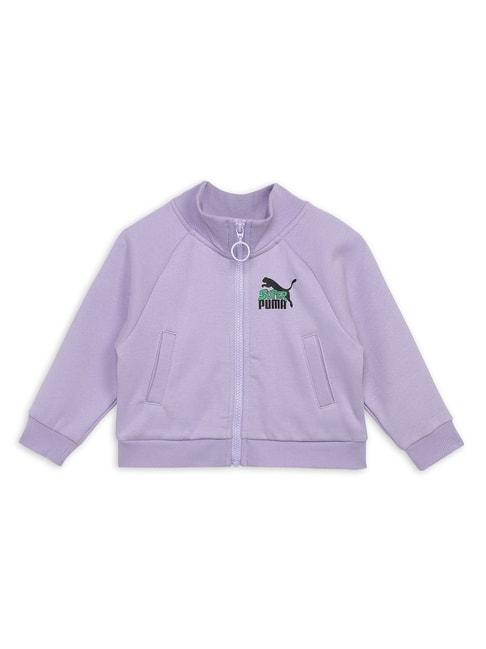 Puma Kids Super Vivid Violet Cotton Logo Full Sleeves Jacket