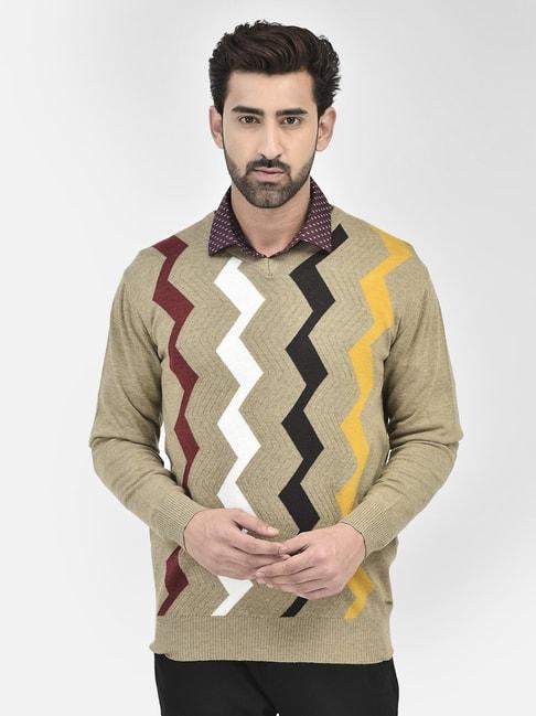crimsoune-club-beige-regular-fit-abstract-print-cotton-sweater