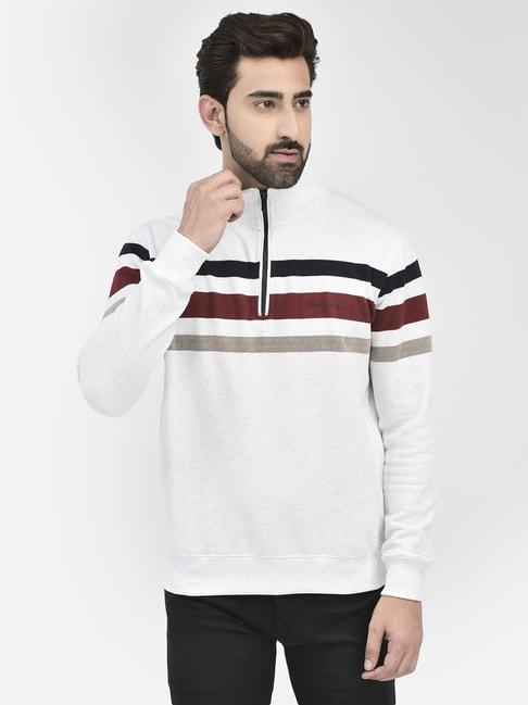 crimsoune-club-white-regular-fit-striped-cotton-sweatshirt