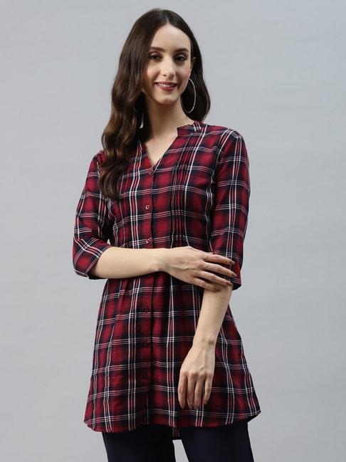One Femme Red Check Tunic