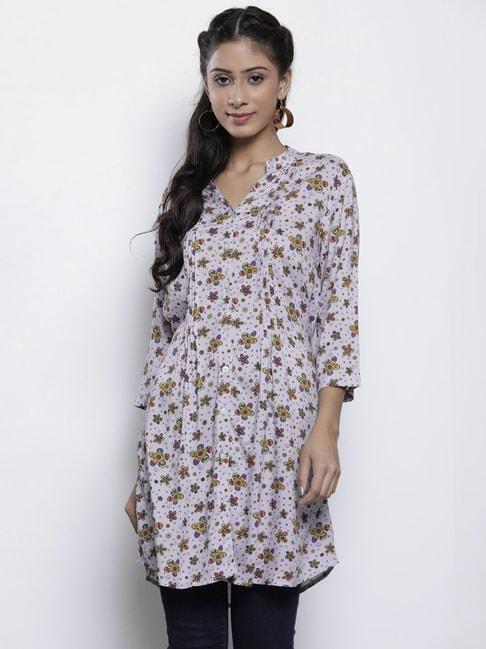 One Femme Grey Floral Print Tunic