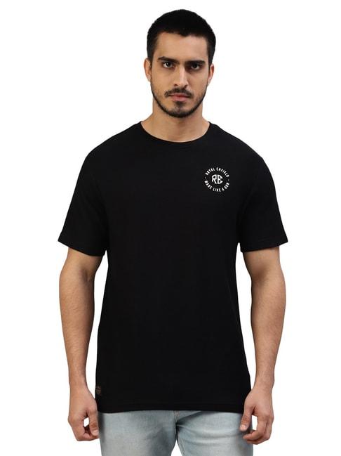 Royal Enfield MLG Classic Black Regular Fit Logo Print Crew T-Shirt