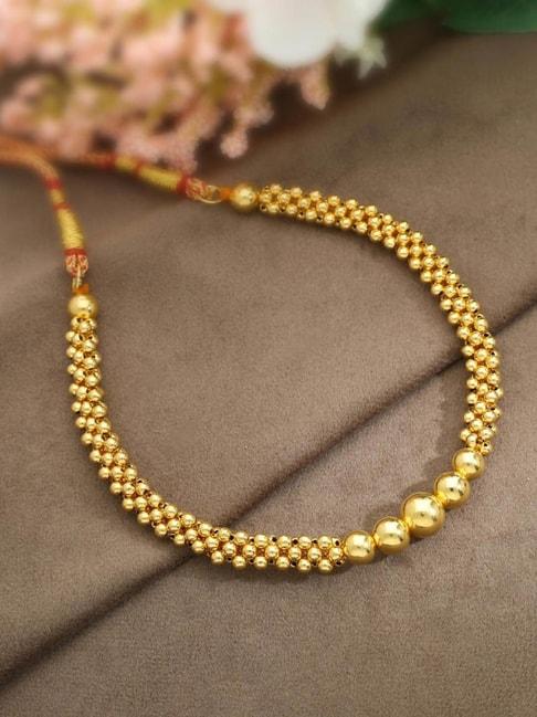 Malabar Gold and Diamonds 22k Gold Semi-Long Tushi Matinee Necklace For Women