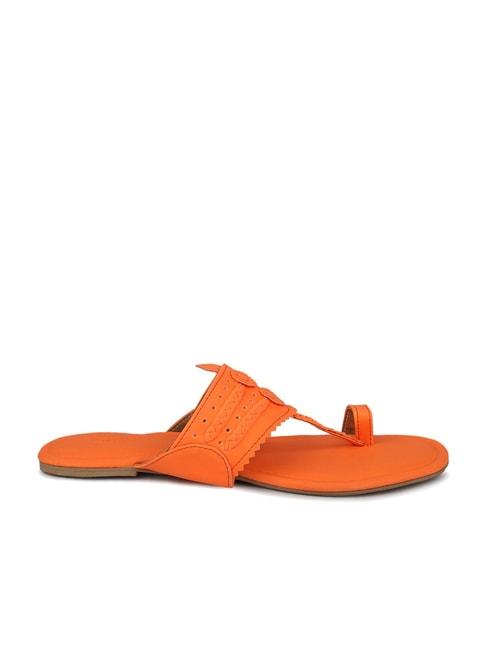 Inc.5 Women's Orange Kolhapuri Sandals