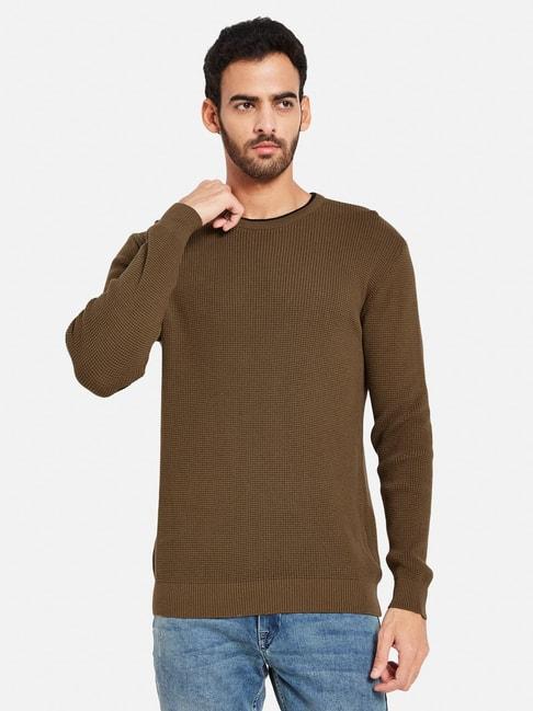 mettle-tan-cotton-regular-fit-sweater