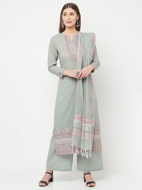Safaa Grey Printed Unstitched Dress Material