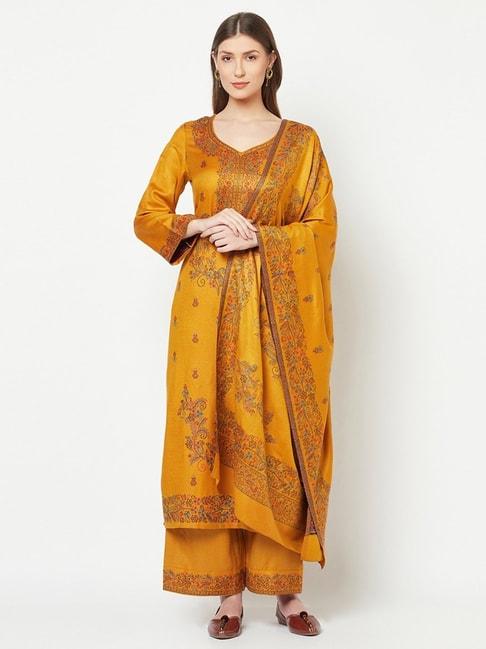 Safaa Mustard Floral Print Unstitched Dress Material