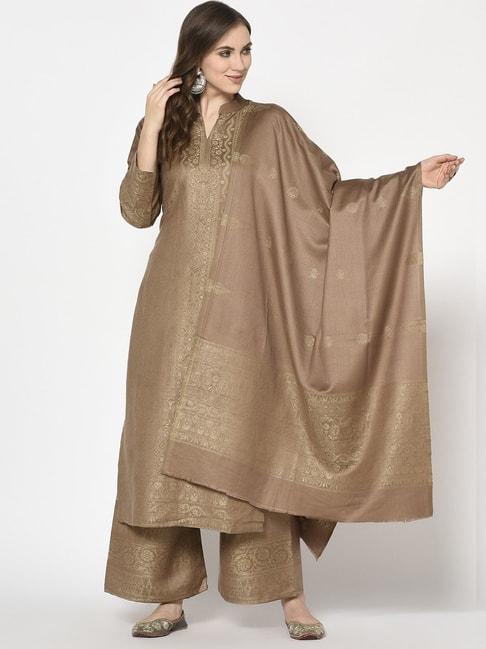 Safaa Brown Woven Pattern Unstitched Dress Material