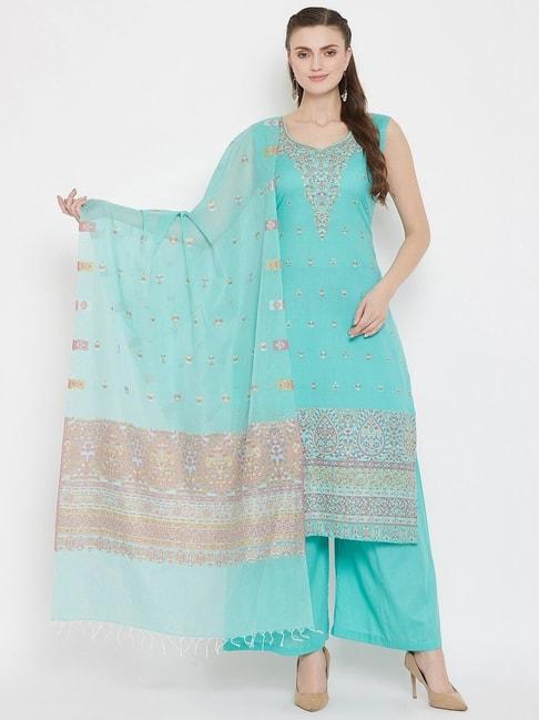 Safaa Sea Green Woven Pattern Unstitched Dress Material