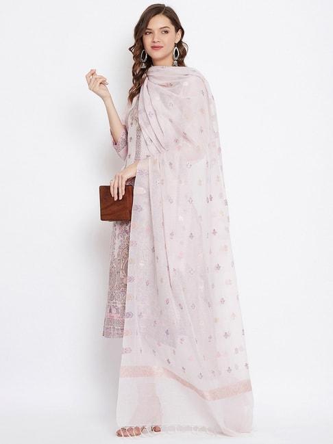 Safaa Pink Woven Pattern Unstitched Dress Material