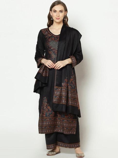 Safaa Black Woven Pattern Unstitched Dress Material