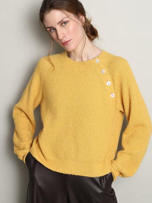 vero-moda-yellow-self-design-pullover