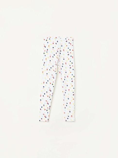 Fame Forever by Lifestyle Kids White Cotton Printed Leggings