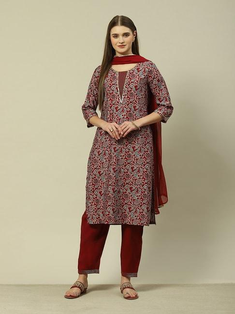 rangriti-maroon-printed-kurta-with-pant-&-dupatta