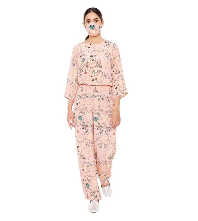 Payal Singhal Peach Crepe Top with Jogger Pants