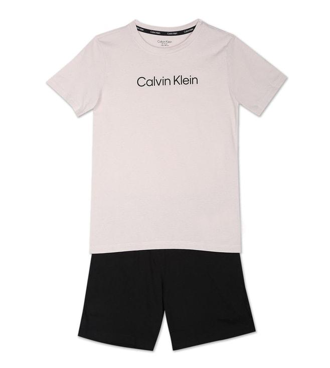 Calvin Klein Jeans Kids White & Black Logo Regular Fit T-Shirt & Shorts