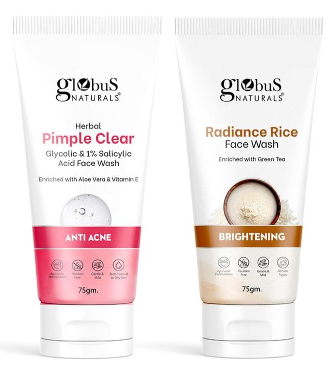 Globus Naturals Herbal Pimple Clear & Radiance Rice Face Wash Combo
