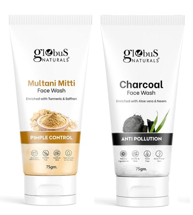 Globus Naturals Multani Mitti & Charcoal Face Wash Combo