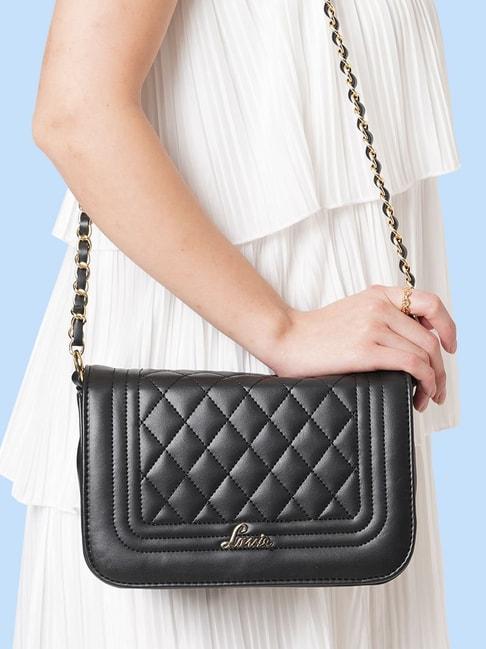 Lavie Moritz Black Textured Sling Handbag