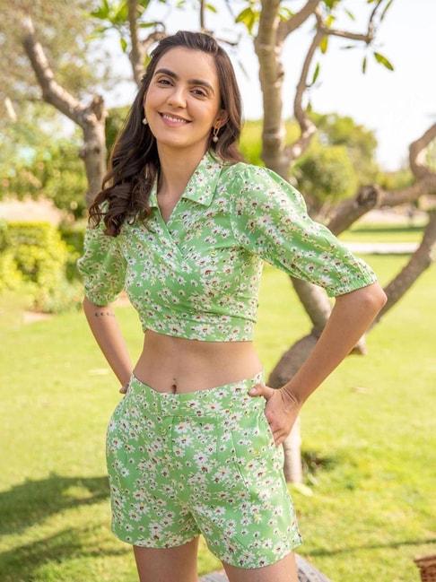 binfinite-fern-green-floral-top-and-shorts