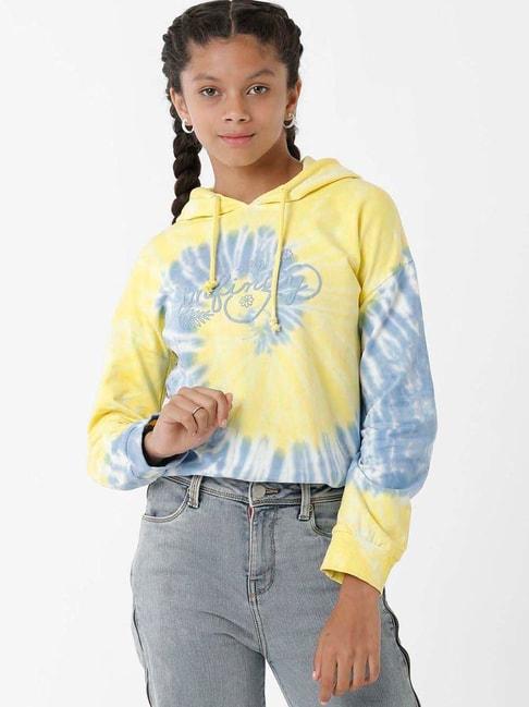 Kate & Oscar Kids Yellow & Blue Cotton Printed Full Sleeves Sweatshirt