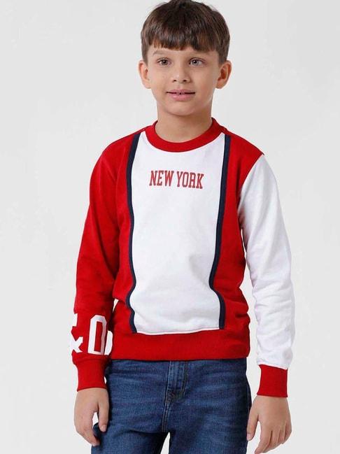 kate-&-oscar-kids-white-&-red-cotton-color-block-full-sleeves-sweatshirt