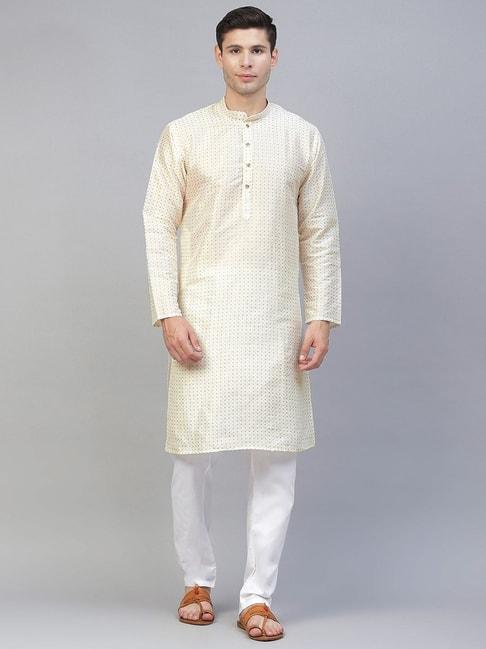 manq-white-regular-fit-printed-kurta-bottom-set