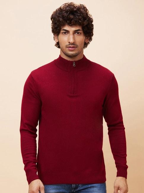 globus-maroon-regular-fit-sweater