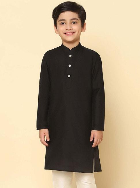 KISAH Kids Black Cotton Regular Fit Full Sleeves Kurta