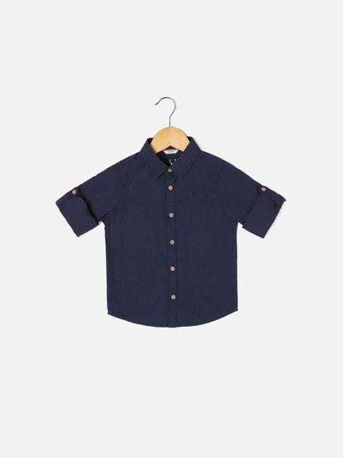 Allen Solly Junior Navy Cotton Logo Full Sleeves Shirt