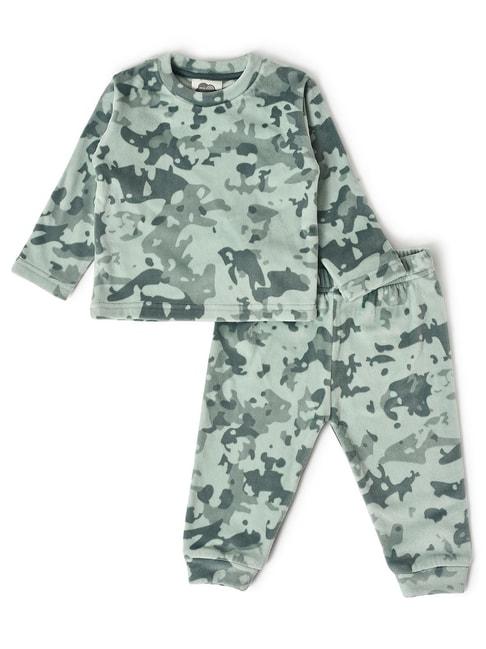 MiArcus Kids Green Camouflage Full Sleeves Top with pyjamas