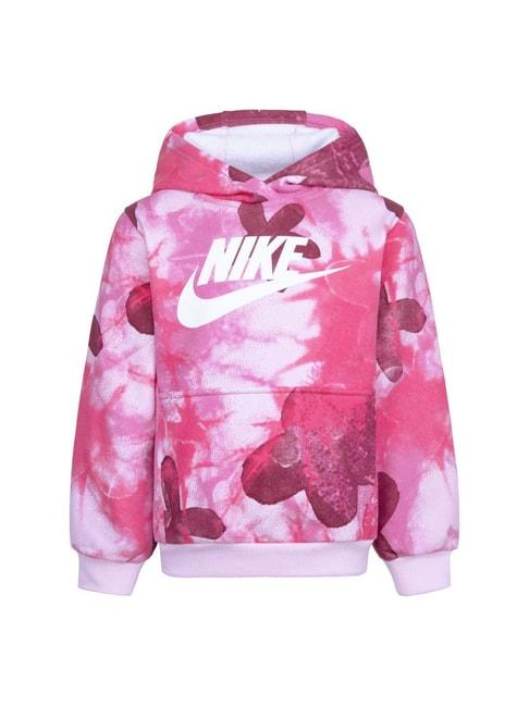 Nike Kids Playful Pink Printed Full Sleeves Hoodie