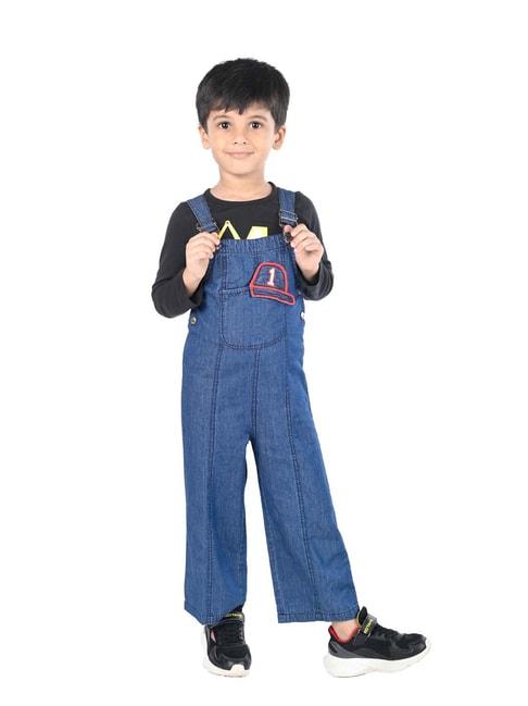 budding-bees-kids-blue-solid-dungaree