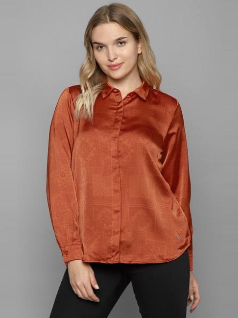 Allen Solly Orange Printed Shirt