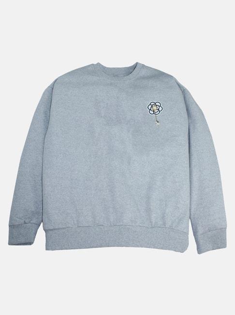 Kiddopanti Kids Grey Melange Solid Full Sleeves Sweatshirt