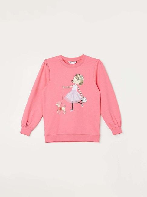 Fame Forever by Lifestyle Kids Pink Cotton Printed Full Sleeves Sweatshirt