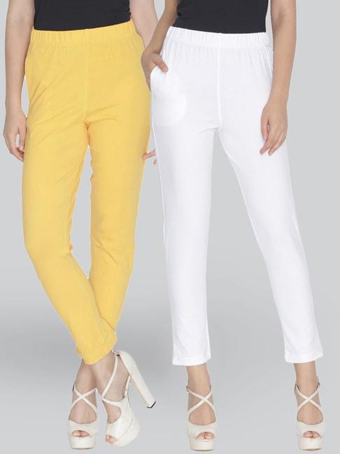 lyra-banana-yellow-&-white-cotton-leggings---pack-of-2