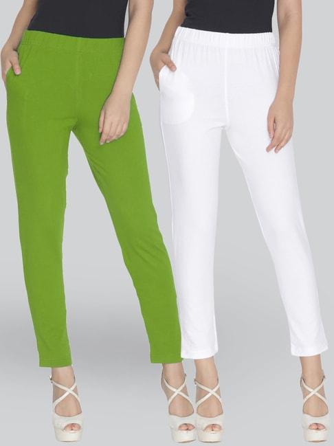 lyra-lime-green-&-white-cotton-leggings---pack-of-2