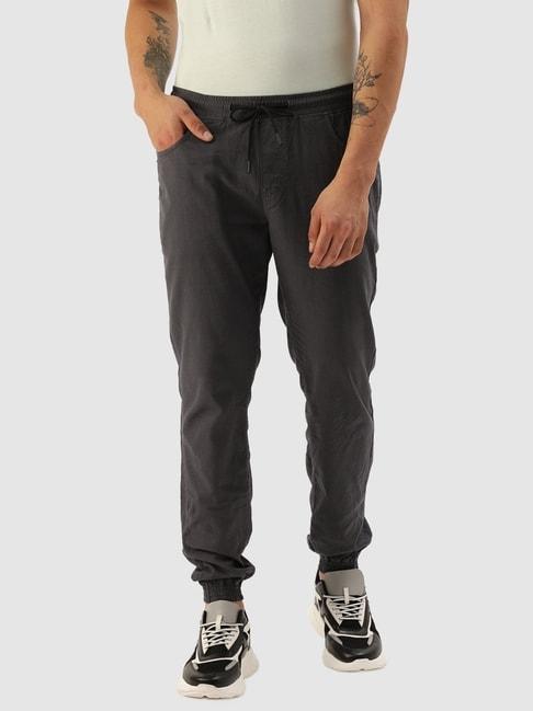 IVOC Dark Grey Cotton Regular Fit Jogger Pants