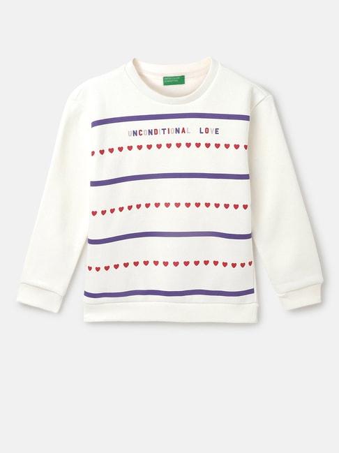 United Colors of Benetton Kids White Printed Full Sleeves Sweatshirt
