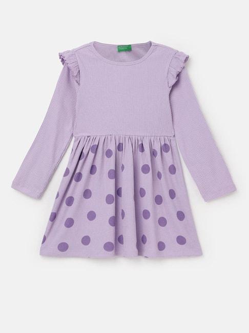 United Colors of Benetton Kids Purple Printed Full Sleeves Dress