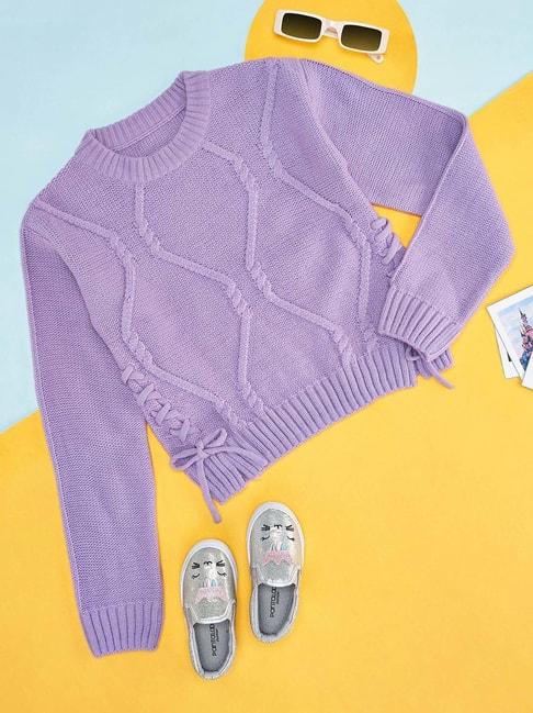 Pantaloons Junior Lilac Regular Fit Full Sleeves Sweater