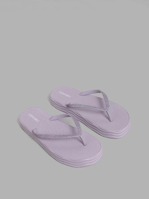LUNA BLU by Westside Lilac Shimmer Thong Flatforms Flip Flop