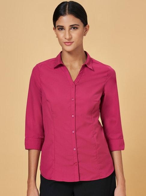 Annabelle by Pantaloons Wine Regular Fit Shirt