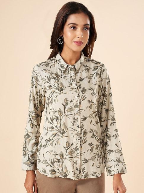 Akkriti by Pantaloons Grey Floral Print Shirt