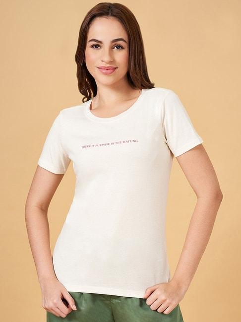 Honey by Pantaloons Off-White Cotton Printed T-Shirt